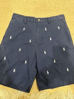 Polo by Ralph Lauren Navy Shorts with White Embroidered Pony Pattern
